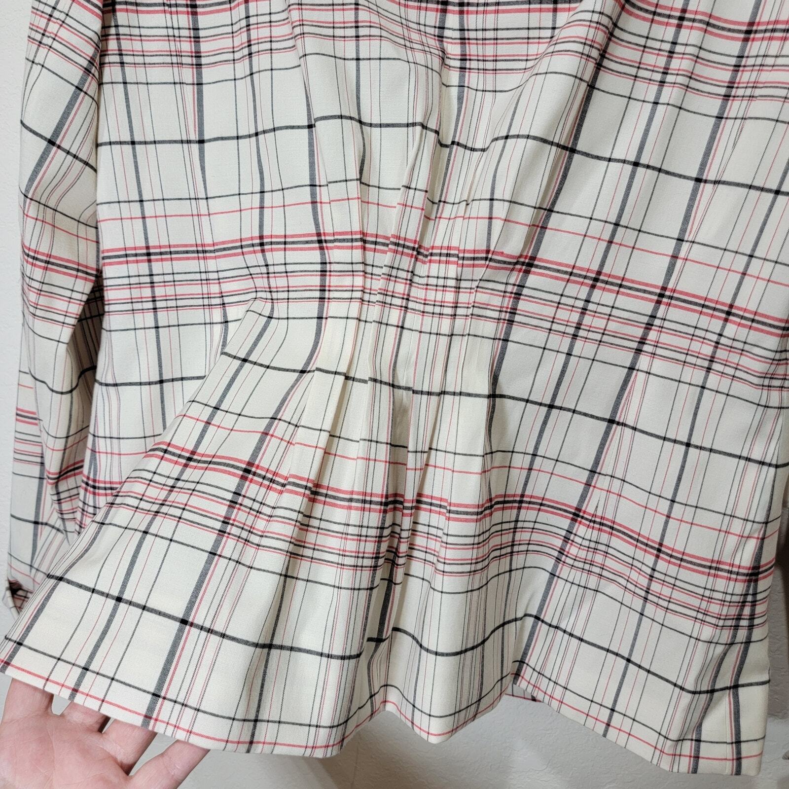 Lewit Jacket 8 Plaid Blazer White Wool Stretch Button Kick Pleat Lined