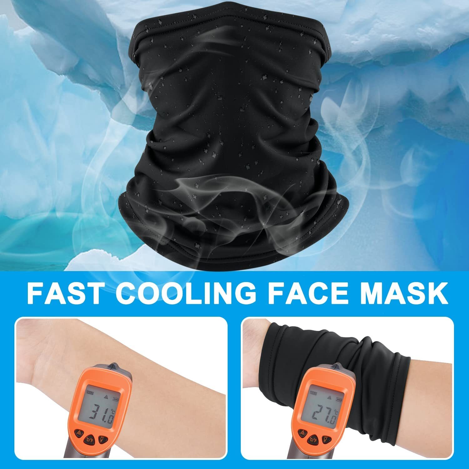 Neck Gaiter Elastic Face Mask Balaclava Bandana UV Protection Mask for Women Men