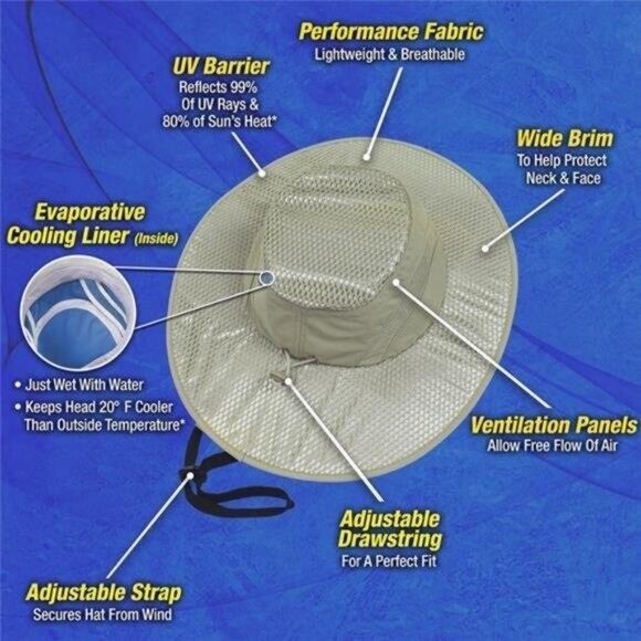 Arctic Air Evaporative Cooling Hat Beige One Size Fits Most NEW