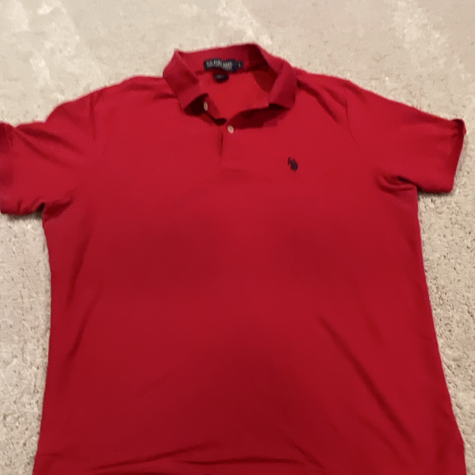 U.S. Polo Assn. Performance Pique Men’s L Polo Red Solid SS Logo Button