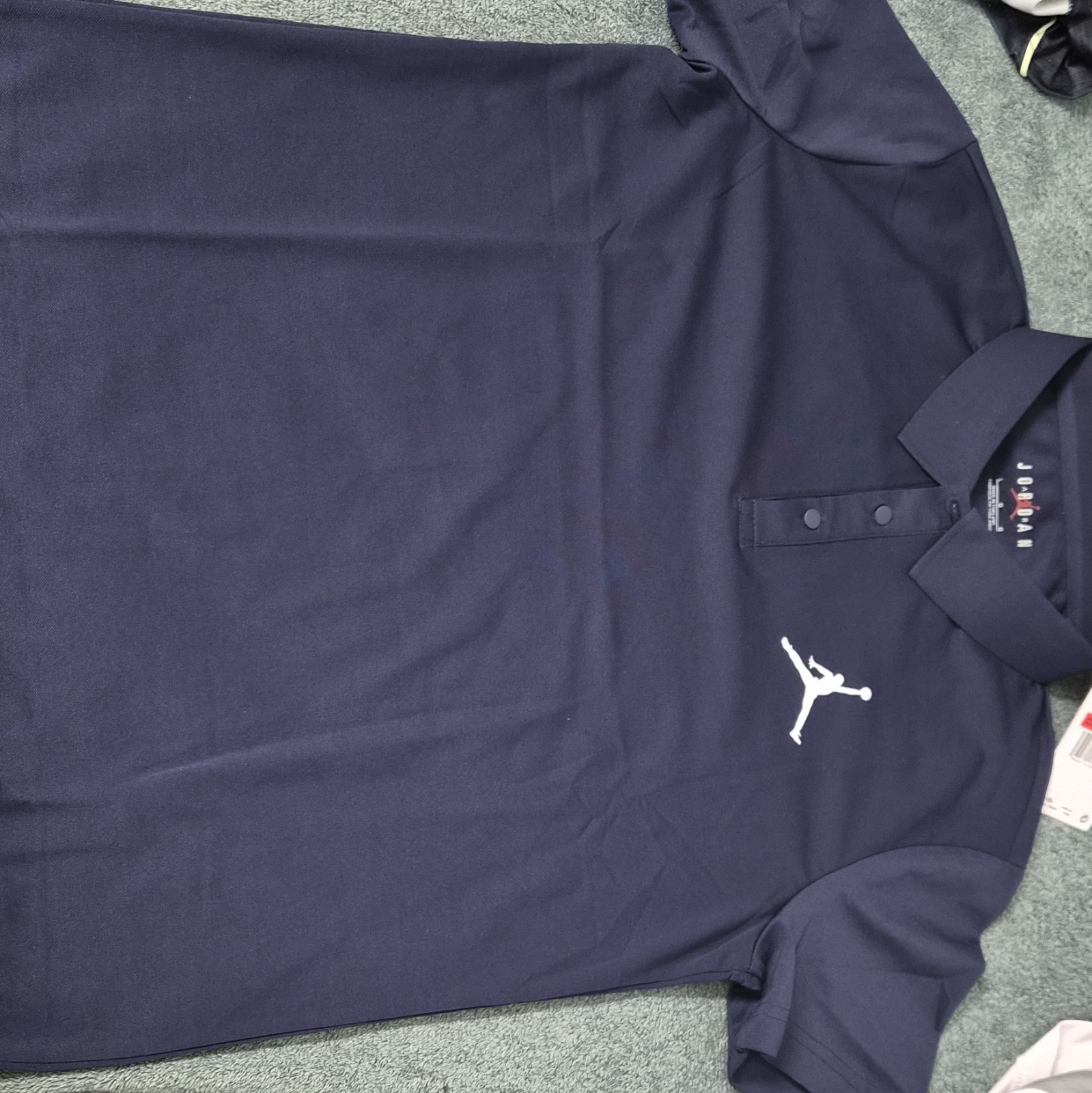 Jordan Jumpman Men’s Blue Solid Knit Polo Shirt L Short Sleeve Collared