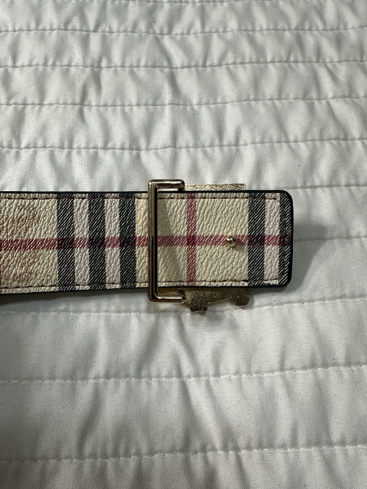 Black Burberry TB Gold Buckle Belt