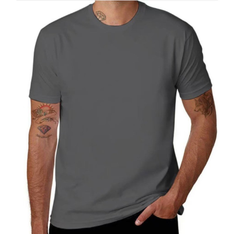 Unisex Solid Color Plain T-Shirt Classic Crew Neck Short Sleeve Basic Casual Tee