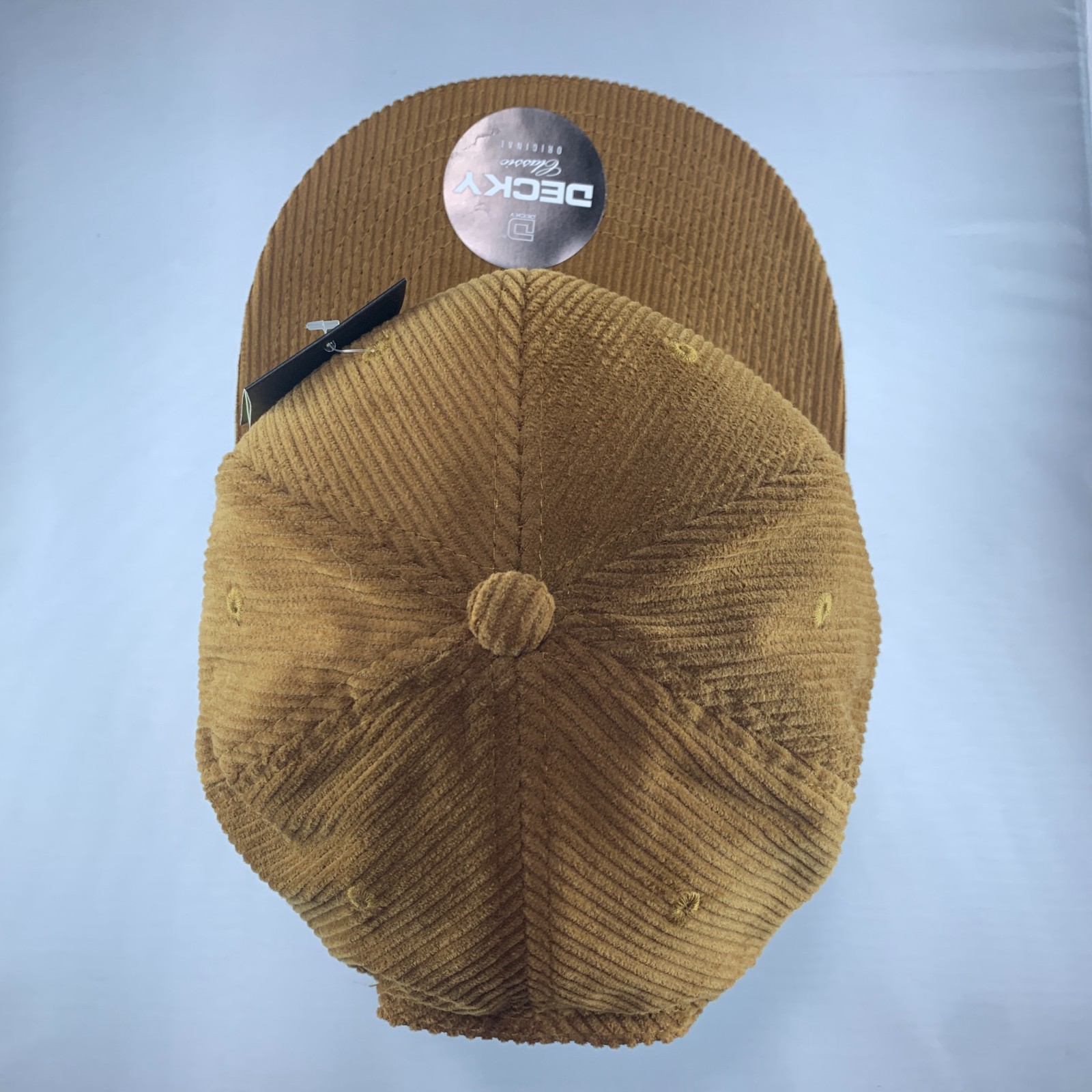 New Decky 1076 Corduroy Snapback Hat Cotton Flat Bill High Crown Cap Coyote