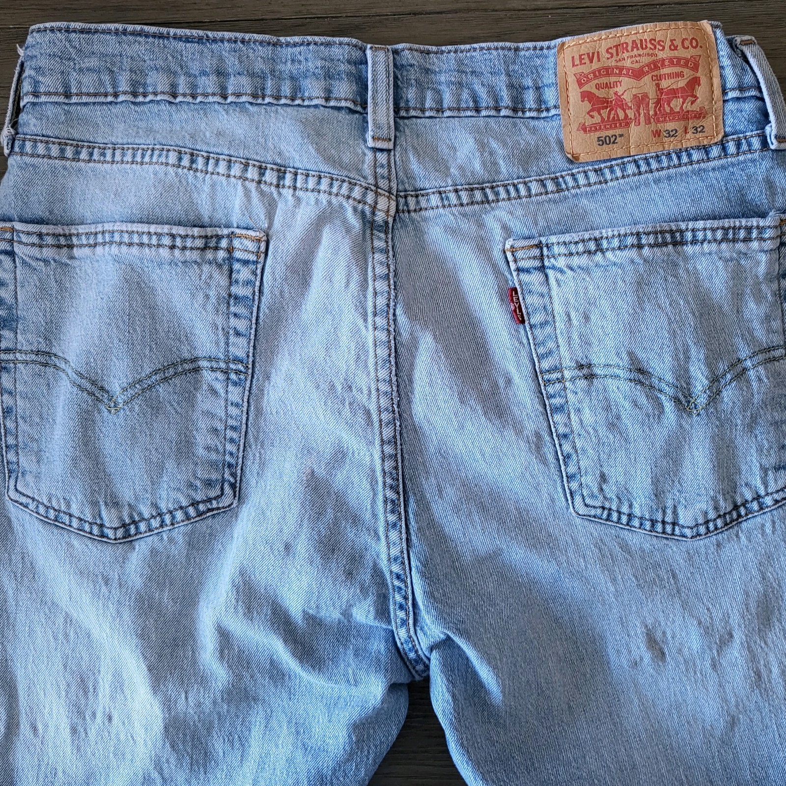 Levi’s 502 Men’s 32×32 Light Wash Big E Regular Fit Denim Jeans
