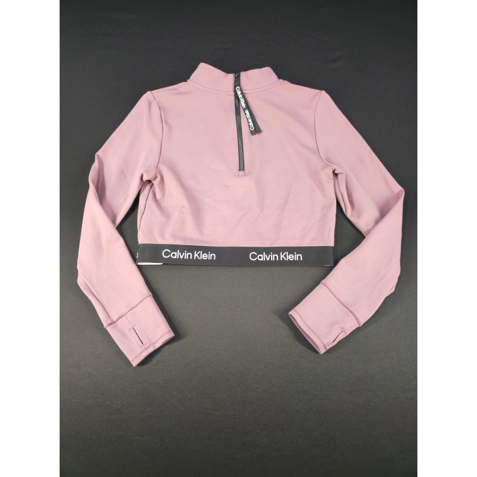 Calvin Klein Performance Womens Large Cropped Quarter Zip Pullover Mauve Stretch