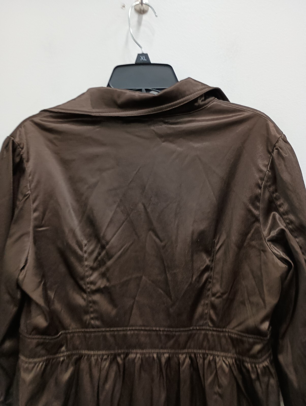 VTG Y2K Lapis Trench Coat Womens Large Brown Satin Old Money Outdoor