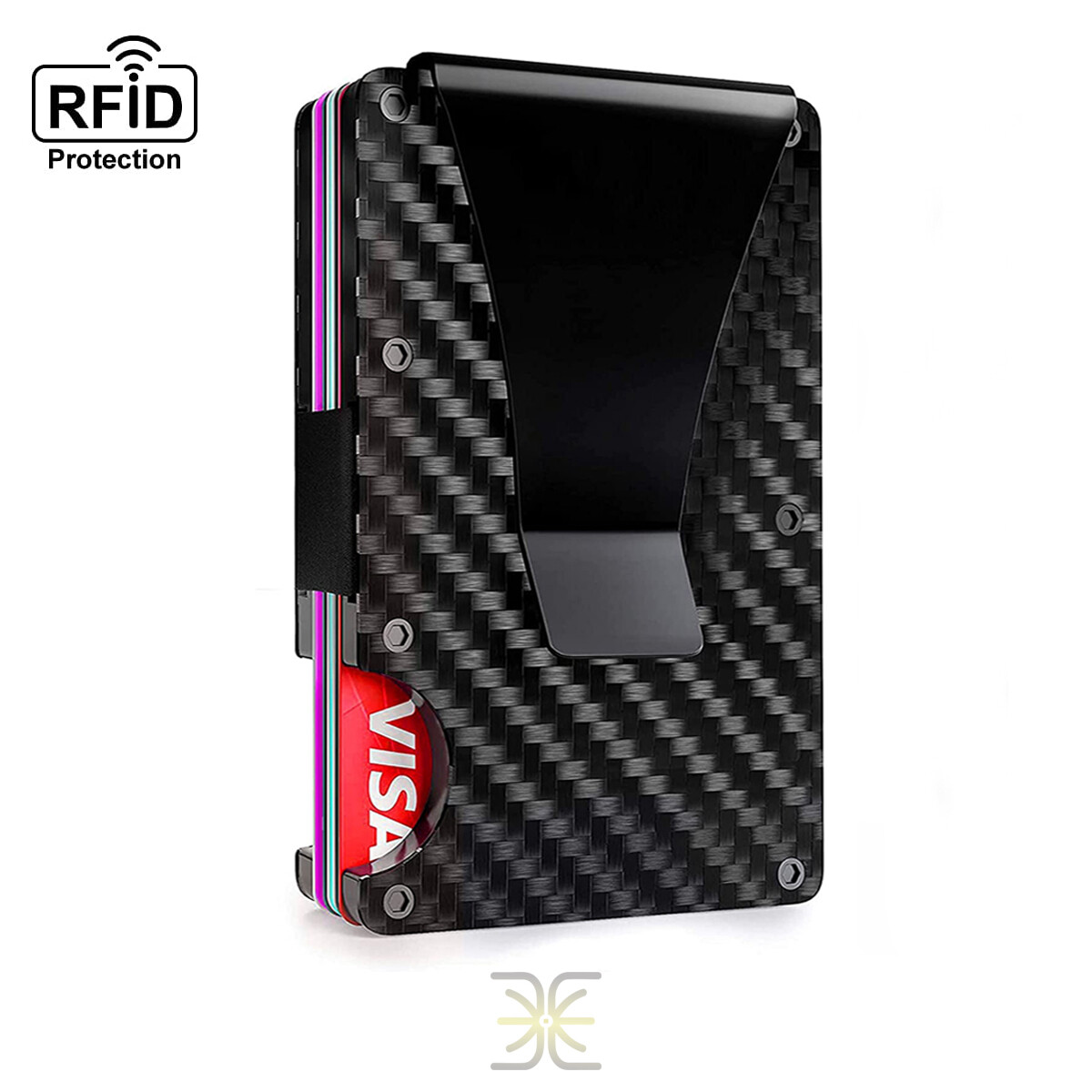 Men Carbon Fiber Money Clip Slim Credit Card Holder RFID Blocking Wallet Purse