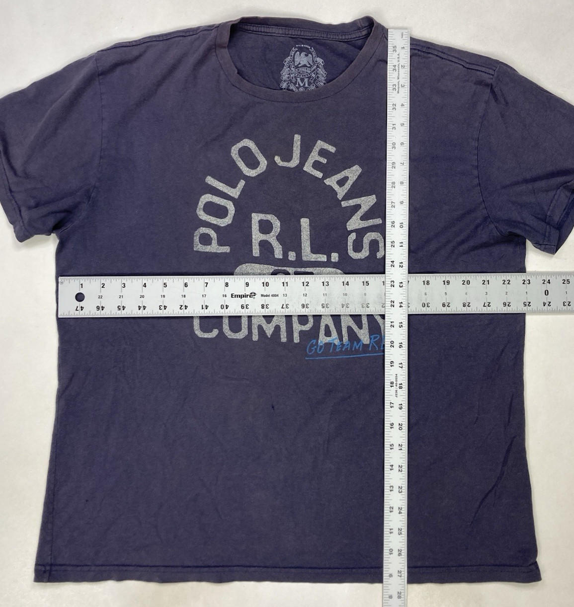 Polo Jeans Ralph Lauren RL 67 Company Graphic T-shirt Men Medium Oversized Blue