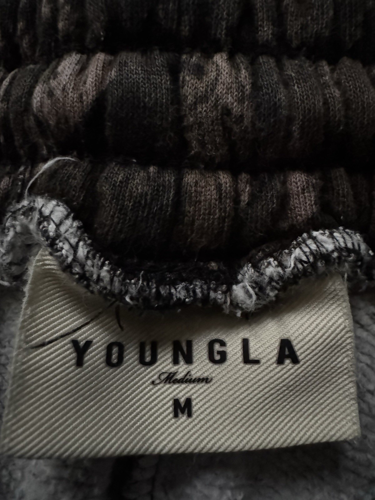 YOUNGLA Men’s Camo Jogger Pants Black/Gray Cotton Drawstring Pockets M