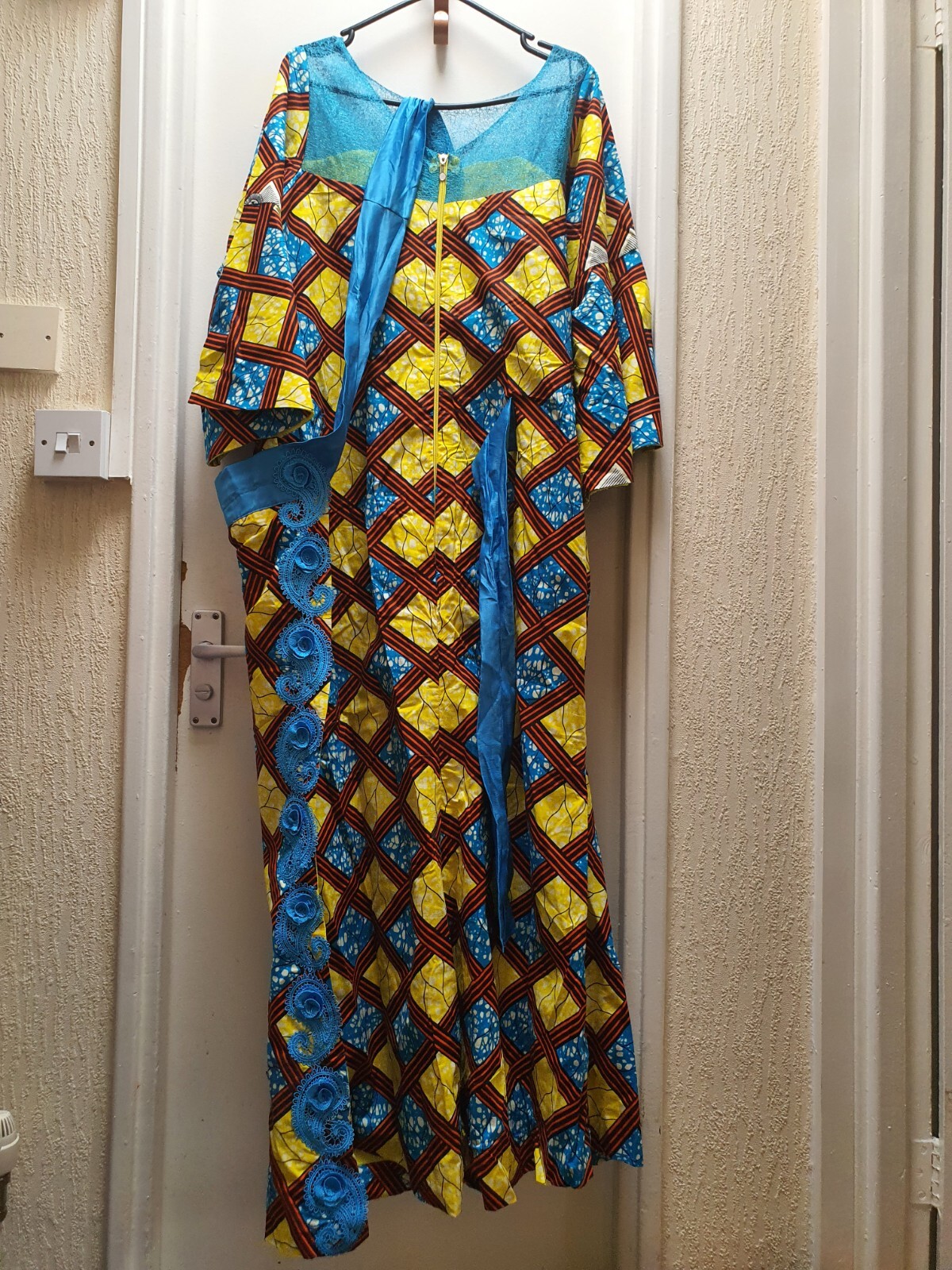 Julius Wax Ankara Wrapper Dress with ribbon to tie at the back. UK Size 16/18.
