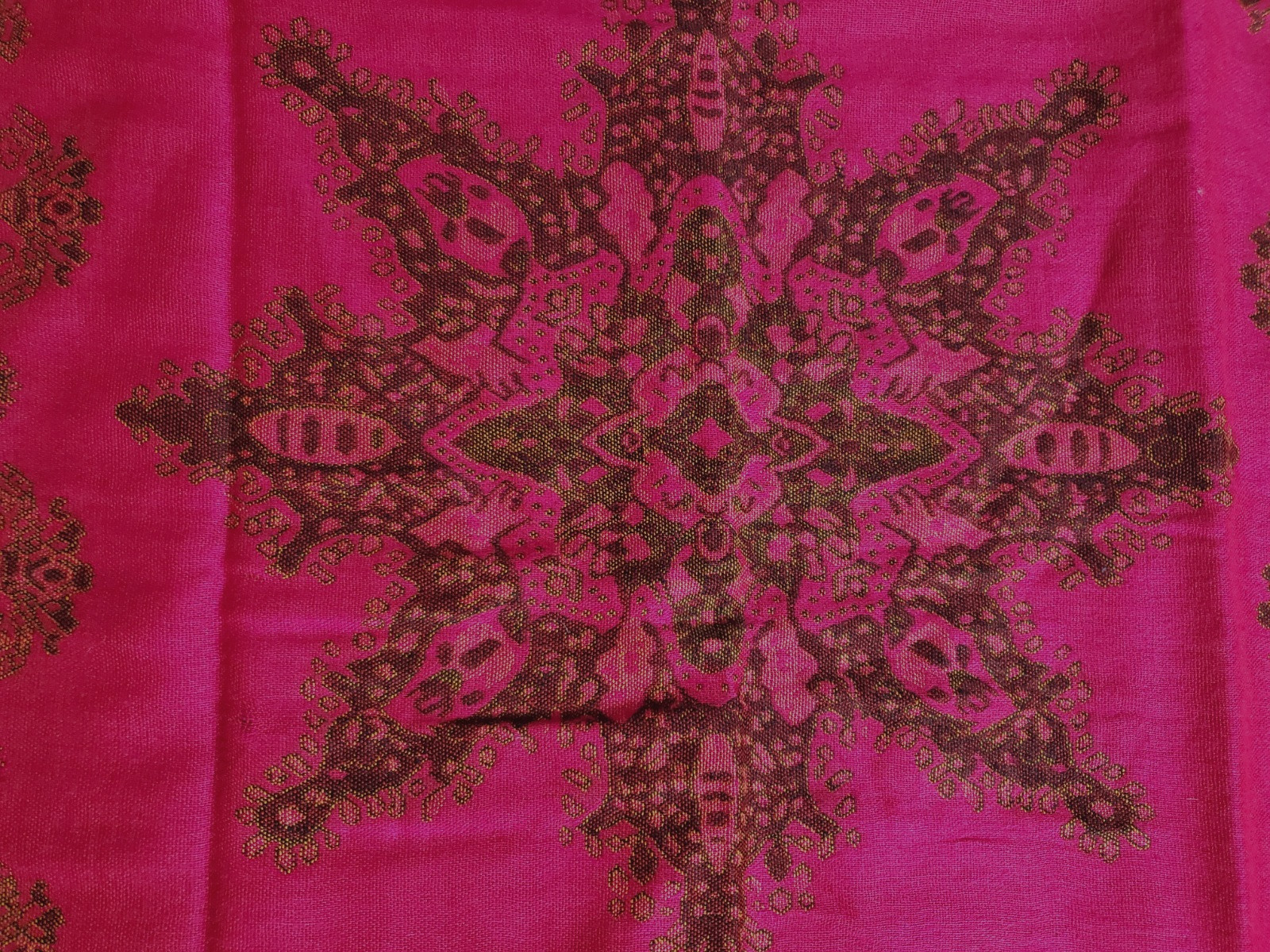 PASHMINA WOOL & SILK Scarf Shawl Wrap Cover Up PINK MANDALA Rectangle 70 X 28