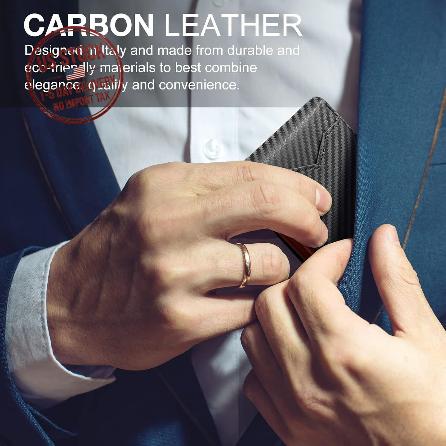 Slim RFID Leather Wallet & Carbon Fiber Money Clip – Father’s Day Gift Idea