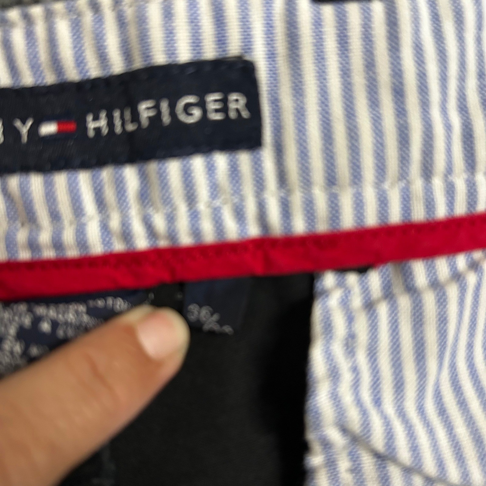 Tommy Hilfiger Chino Pants Mens Size 36 Black Pleated Cuffed Cotton Classic Fit