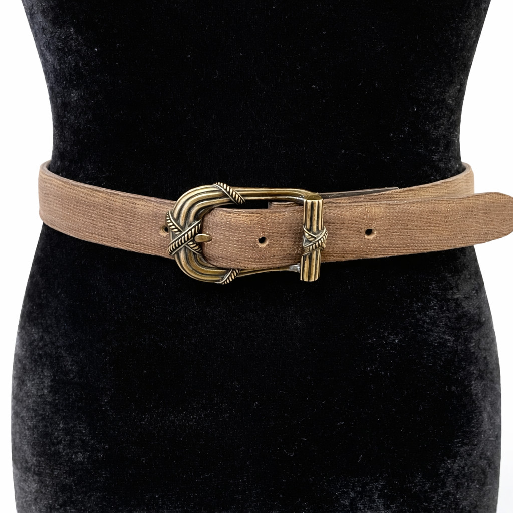 V By Vicenza Women’s Textured Leather Waist Belt Size 28 Brown Italian Calfskin