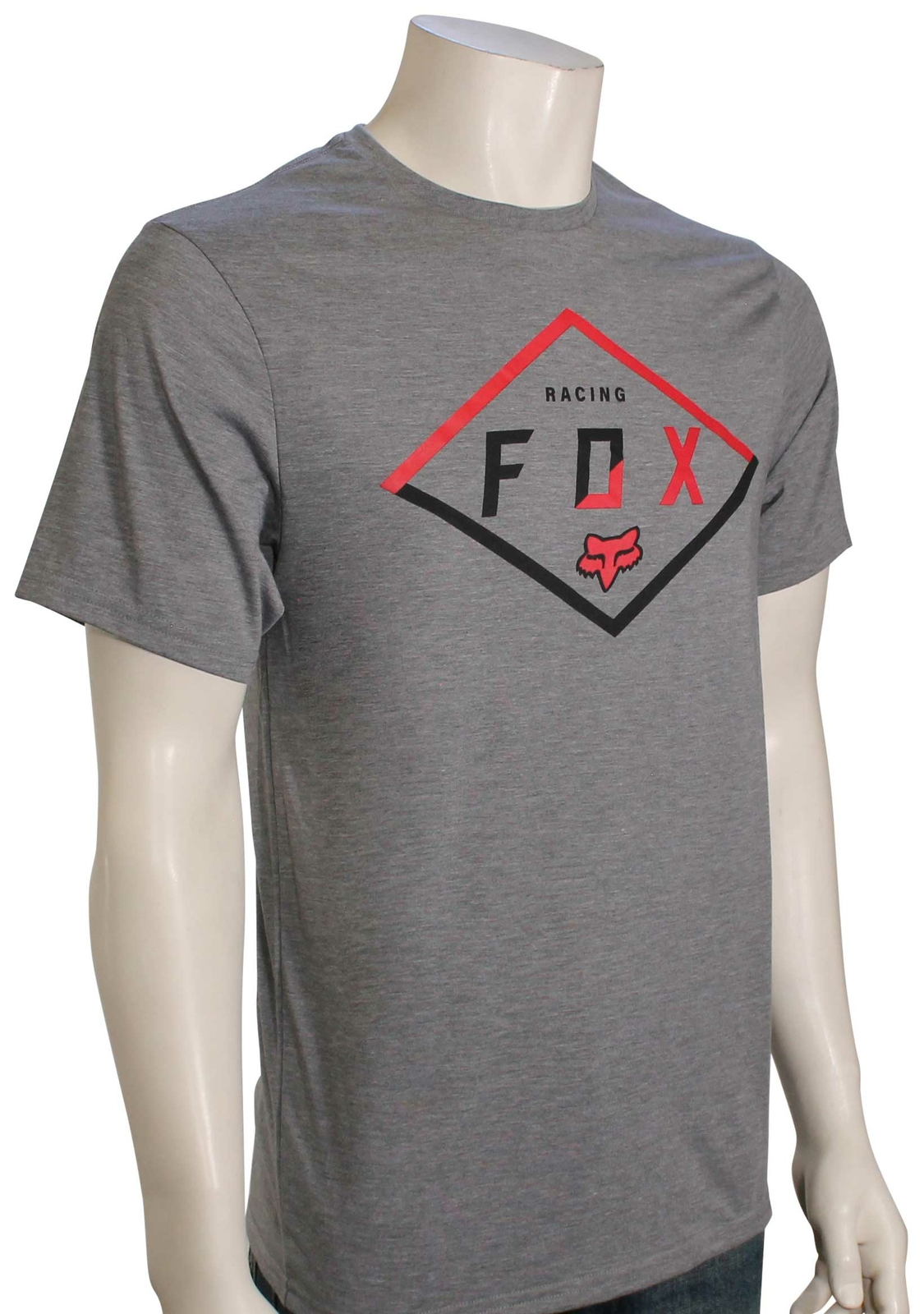 Fox Badge Tech T-Shirt – Heather Grey – New