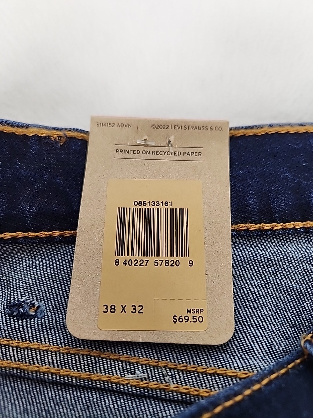 Levi’s 513 Jeans 38X32 Men’s Stretch Slim Fit Zip Fly Straight Denim Dark Blue