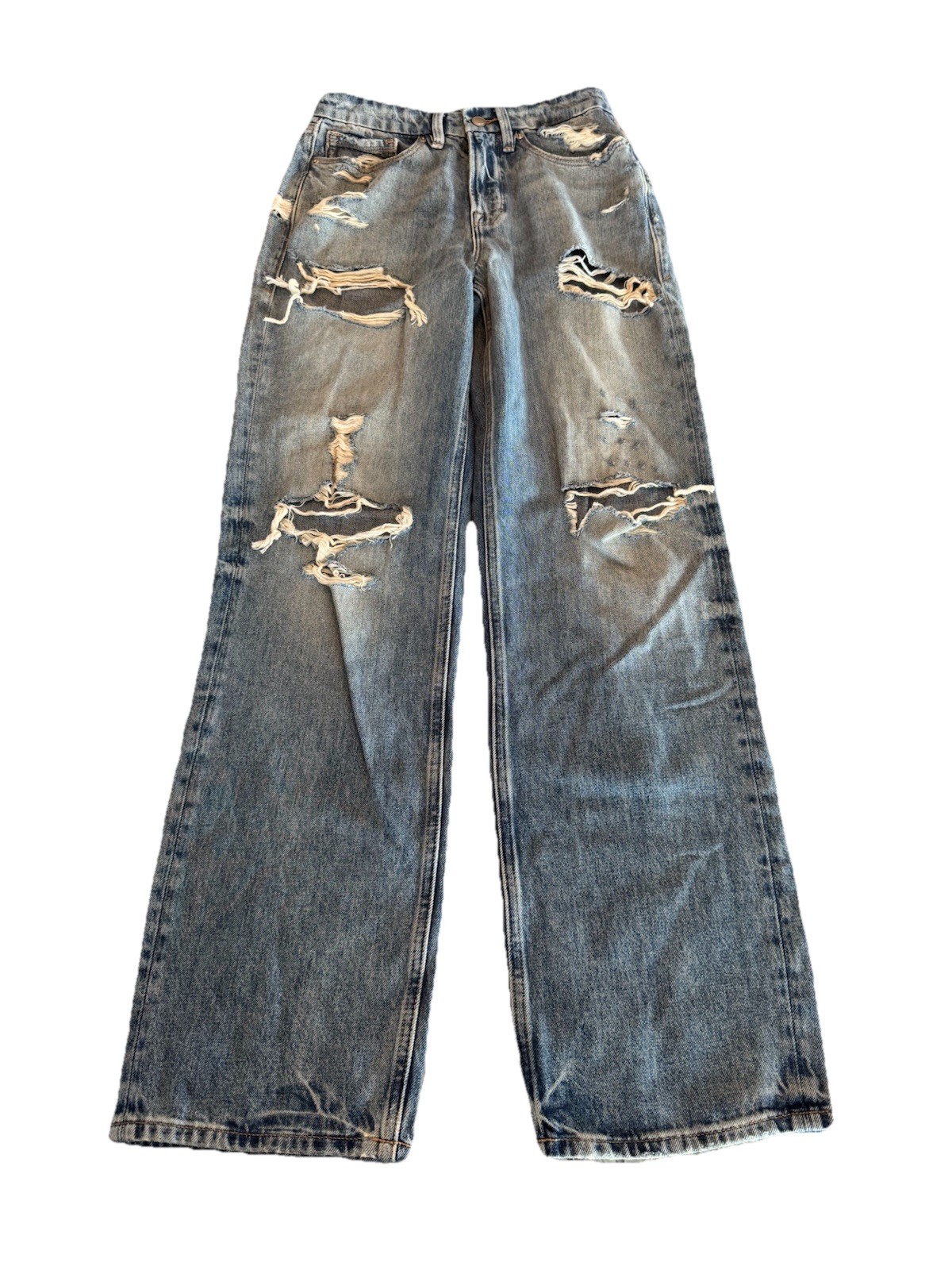 Good American Good ’90s Relaxed Mid Rise Baggy Distressed Jeans NWOT Size 00/24
