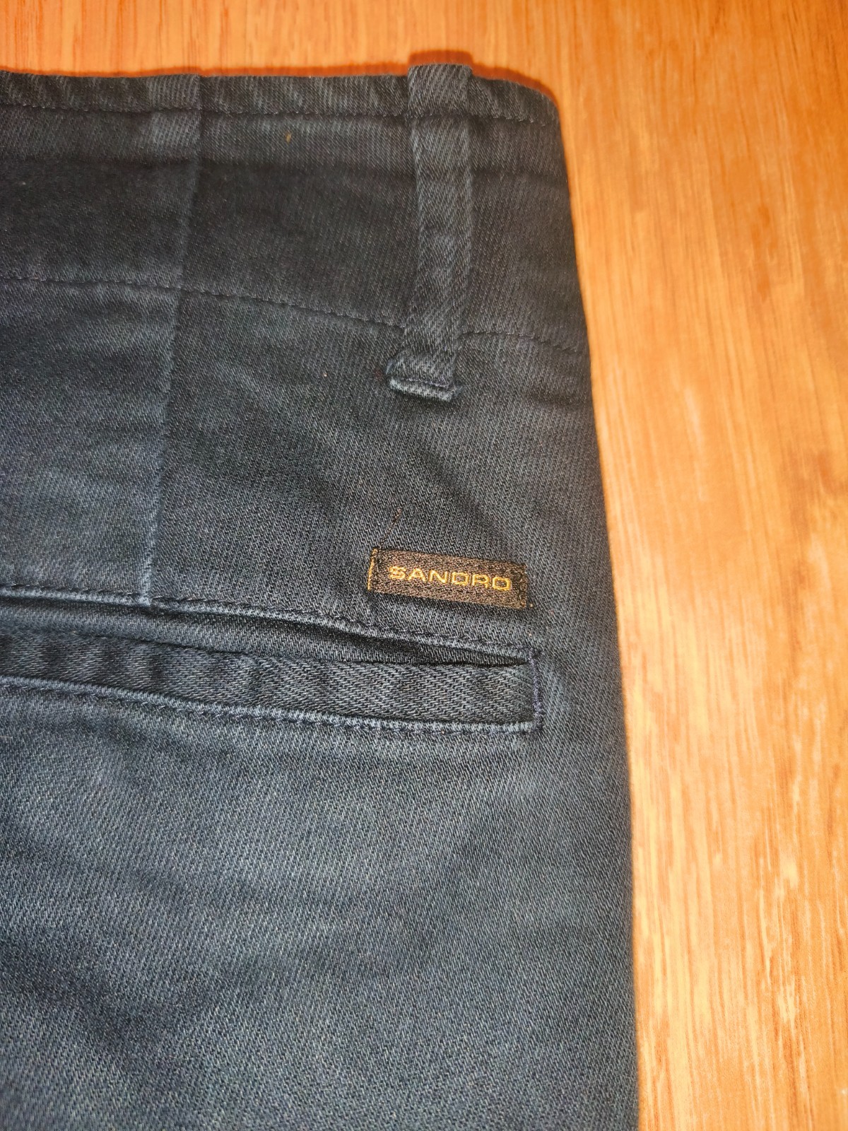 Sandro Paris Men’s Navy Blue Chino Pants Size 44 Cotton Blend Button Fly Slim