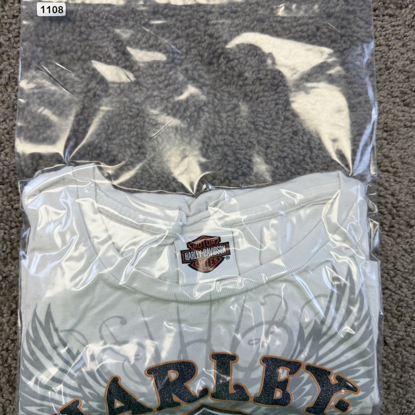 Harley Davidson T-Shirt Womens Large White Rhinestone Dubai United Arab Emirates