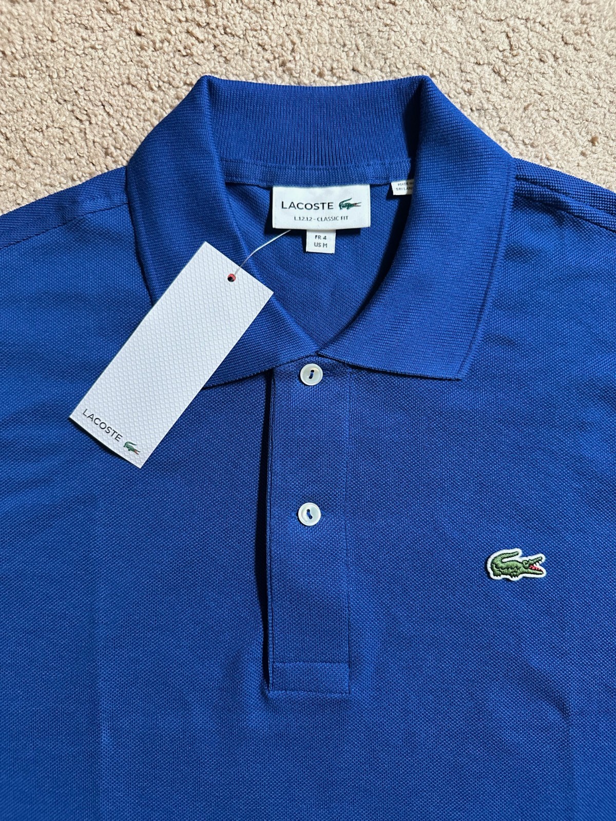Lacoste Men’s Original Cotton Pique Polo shirt Classic Fit size M/4 Blue NEW