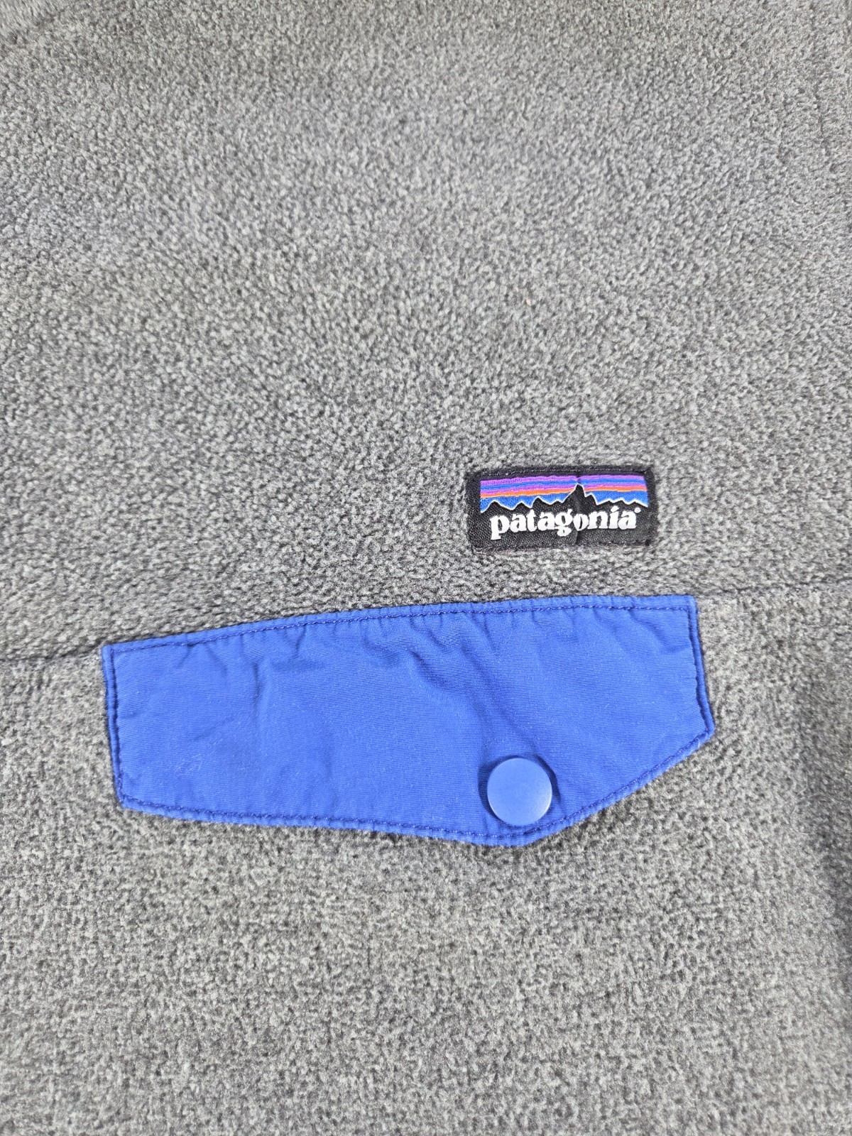 Patagonia Synchilla Snap T Fleece Pullover Womens M Gray Blue Snap Front Jacket