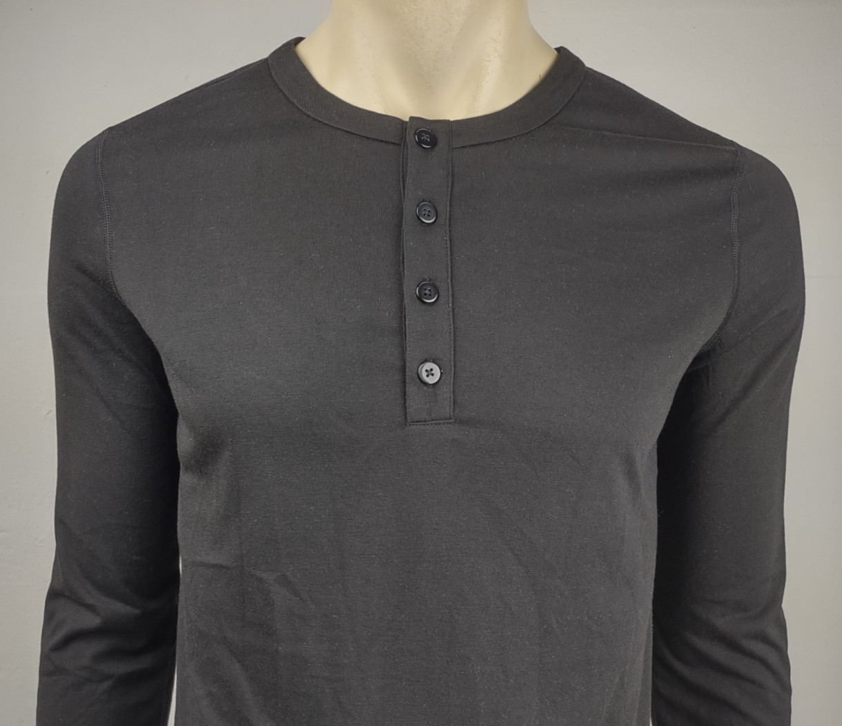 NWT Paskho black heather Henley long sleeve shirt mens Medium