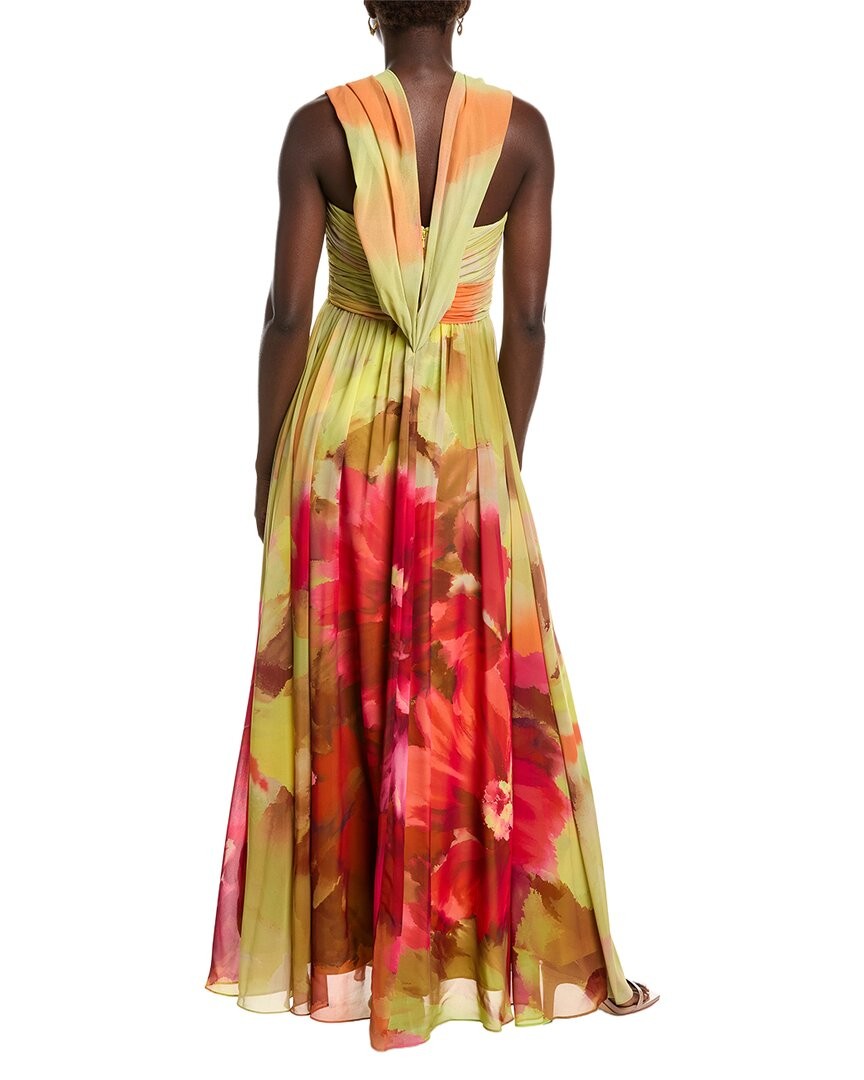 Badgley Mischka Floral Scarf Strapless Gown Women’s
