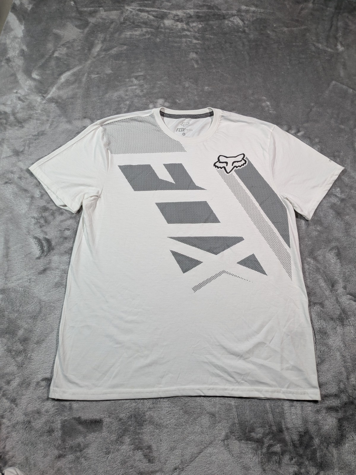 Fox FOX TECH Men’s White Graphic Logo T-Shirt Crew Neck Breathable Motocross L