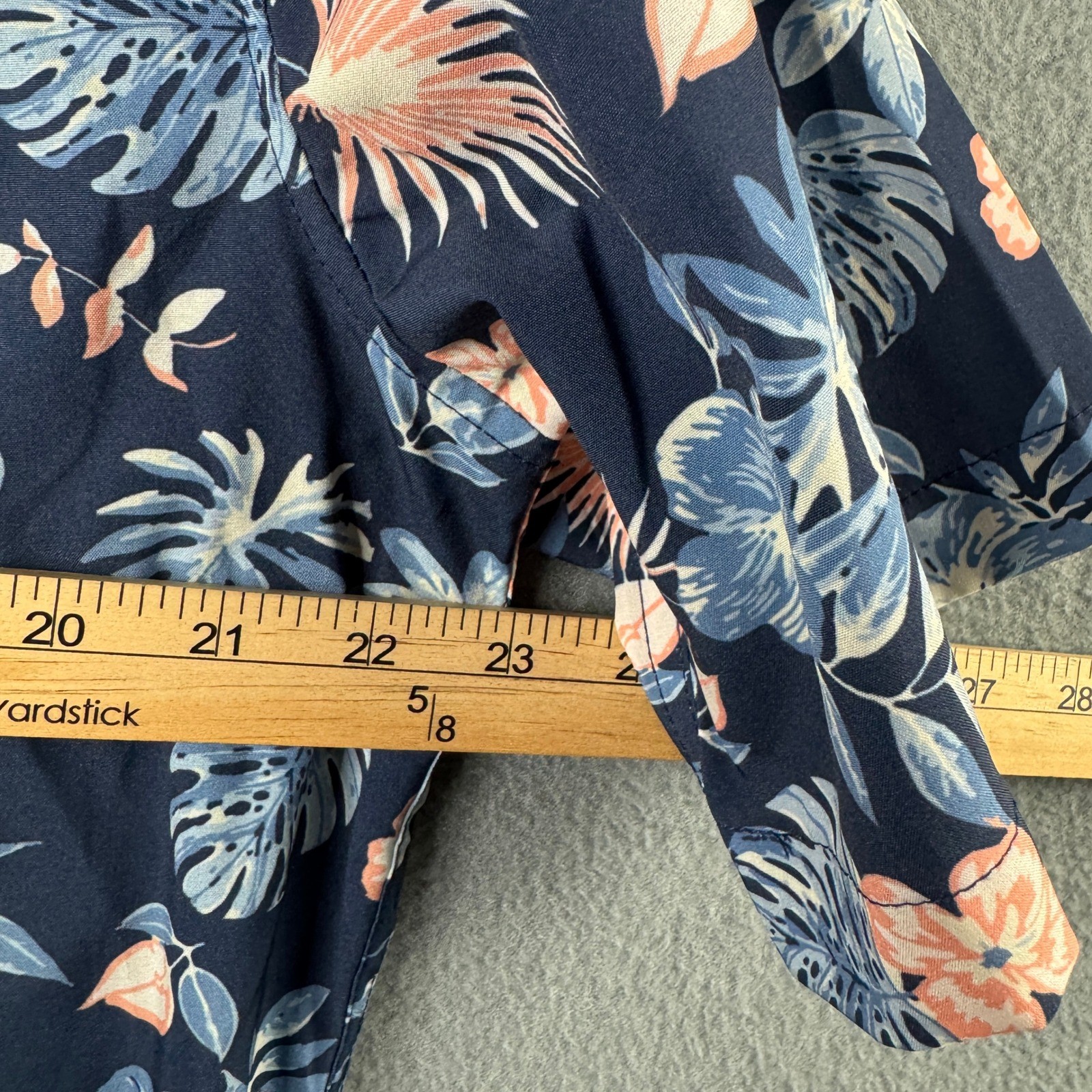 Chaps Mens Everyday Performance Floral Tropical Button Down Shirt Navy Blue M