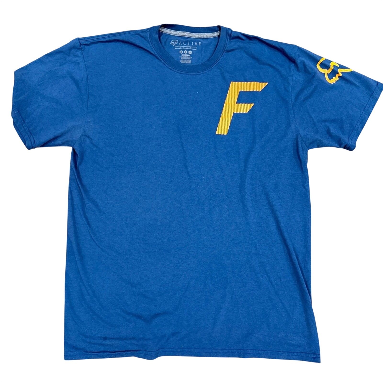 Fox Racing Mens Large Active Tech T-Shirt TruDri Performance Moto Blue FX
