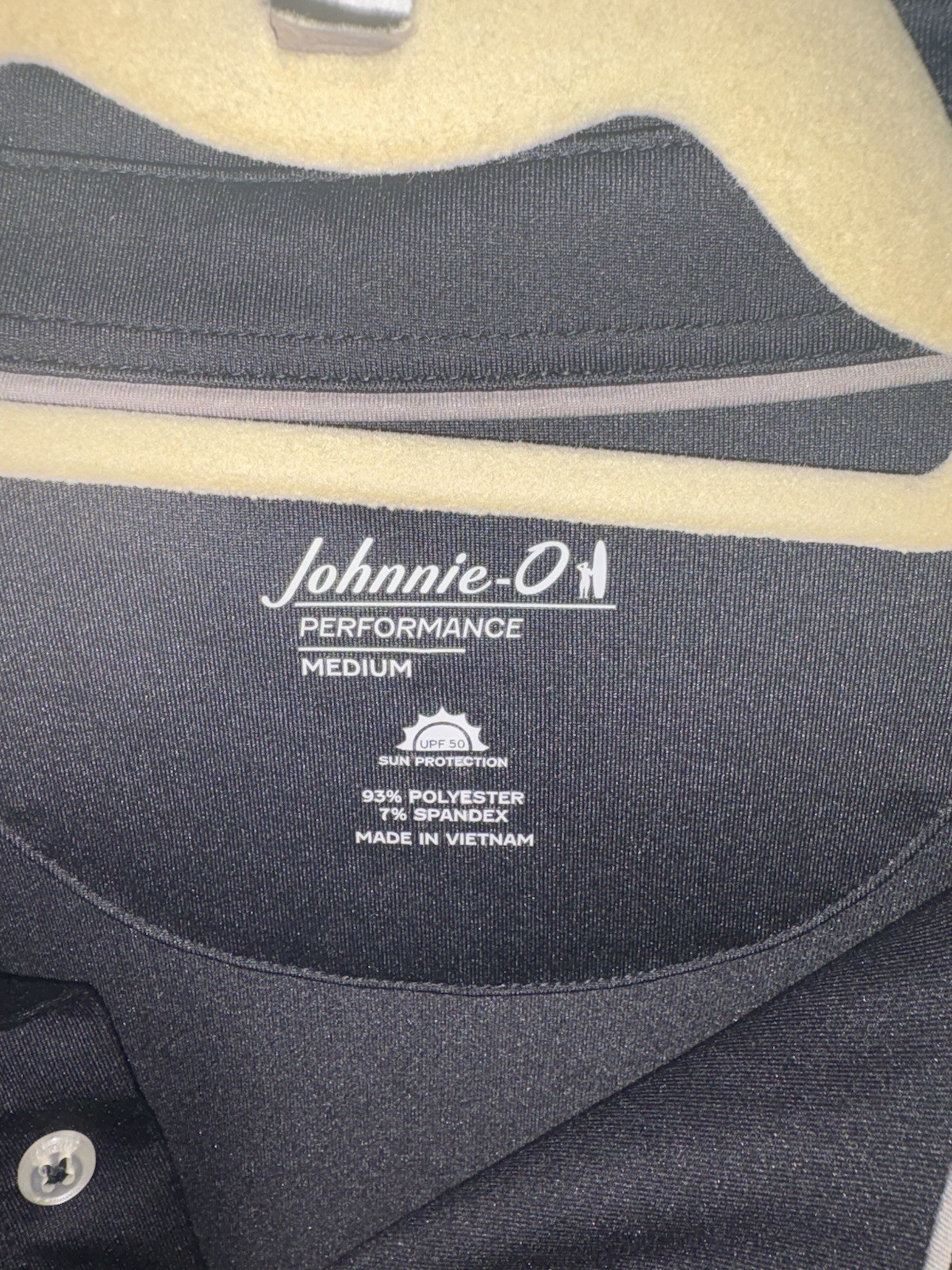 Johnnie-O Performance 2026 Men’s Black Polo Shirt M NCAA CWS Omaha Logo