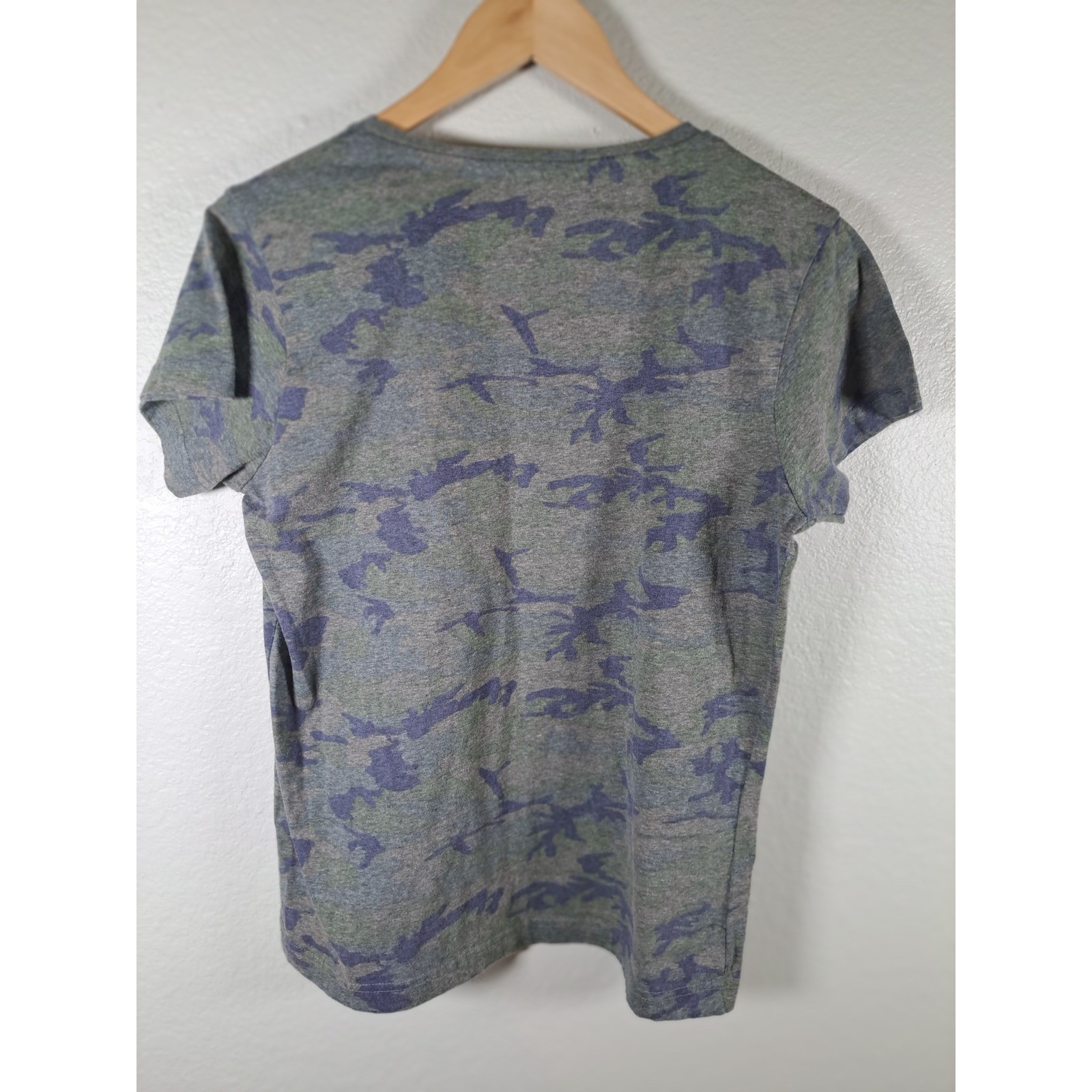 LAT Apparel US Marines Semper Fi Camo T-Shirt Ladies Large Grn Blue Graphic Tee