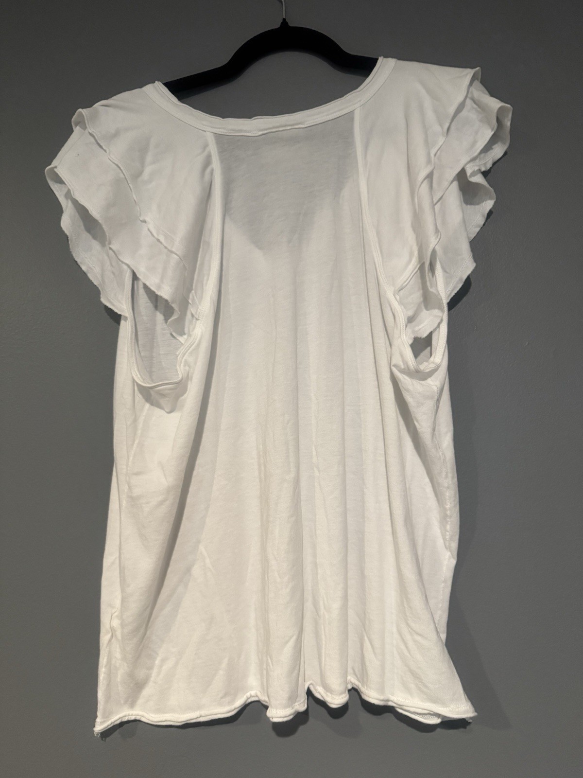 Maeve By Anthropologie White Flutter Sleeve Tee Size XL