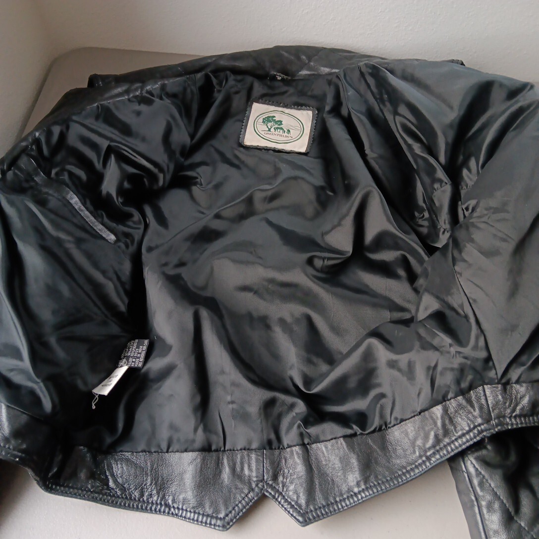 VTG Leather Jacket Womens Medium MOTO Black Belted Motorcycle Punk Rock Street