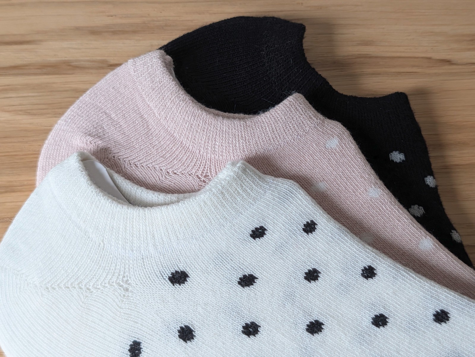 3 Pairs Polka Dot Trainer Socks Ankle Liners Pink White Black One Size New