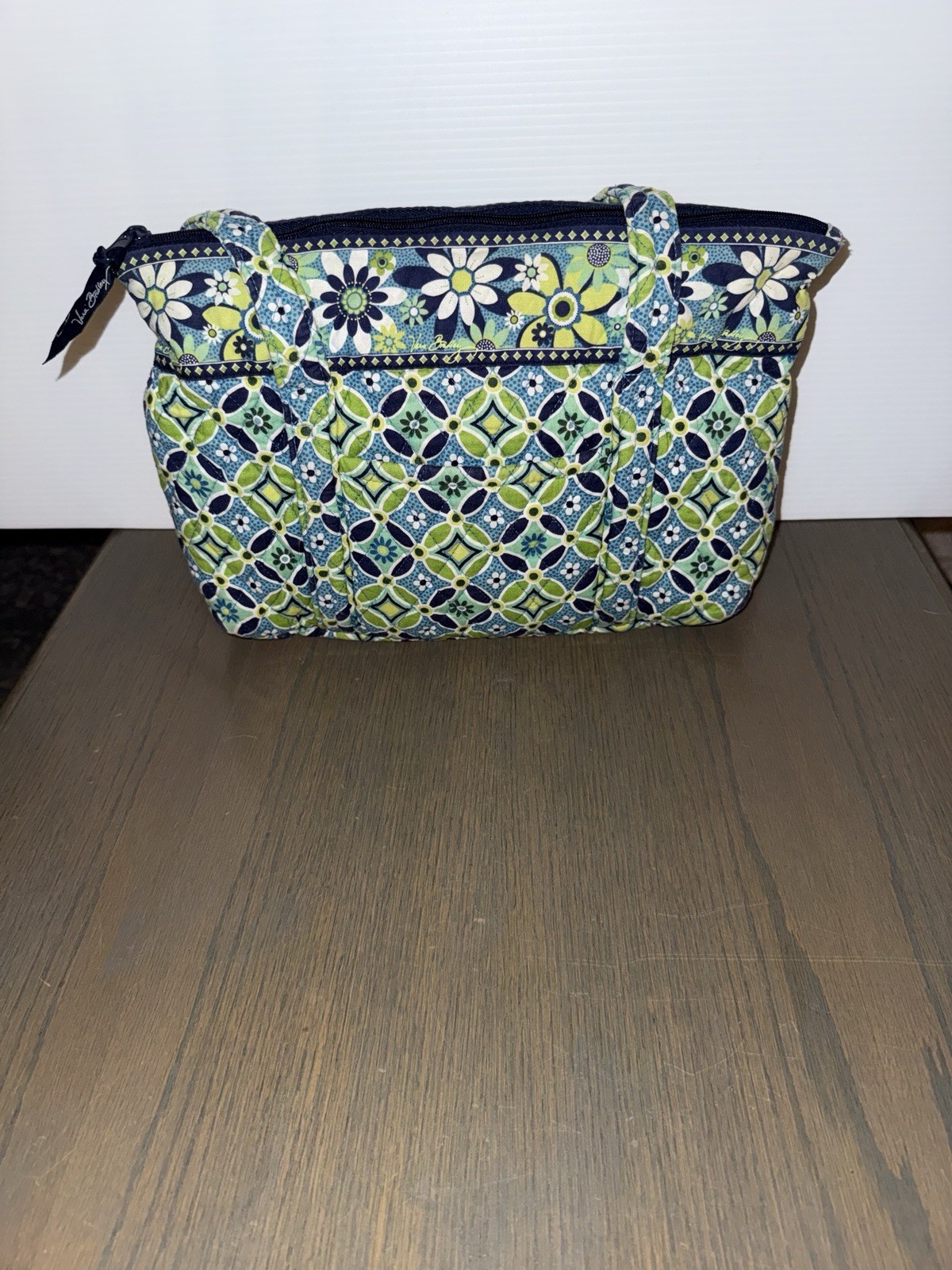 Vera Bradley Womens Large Quilted Bag Green And Blue Floral Design Excellent