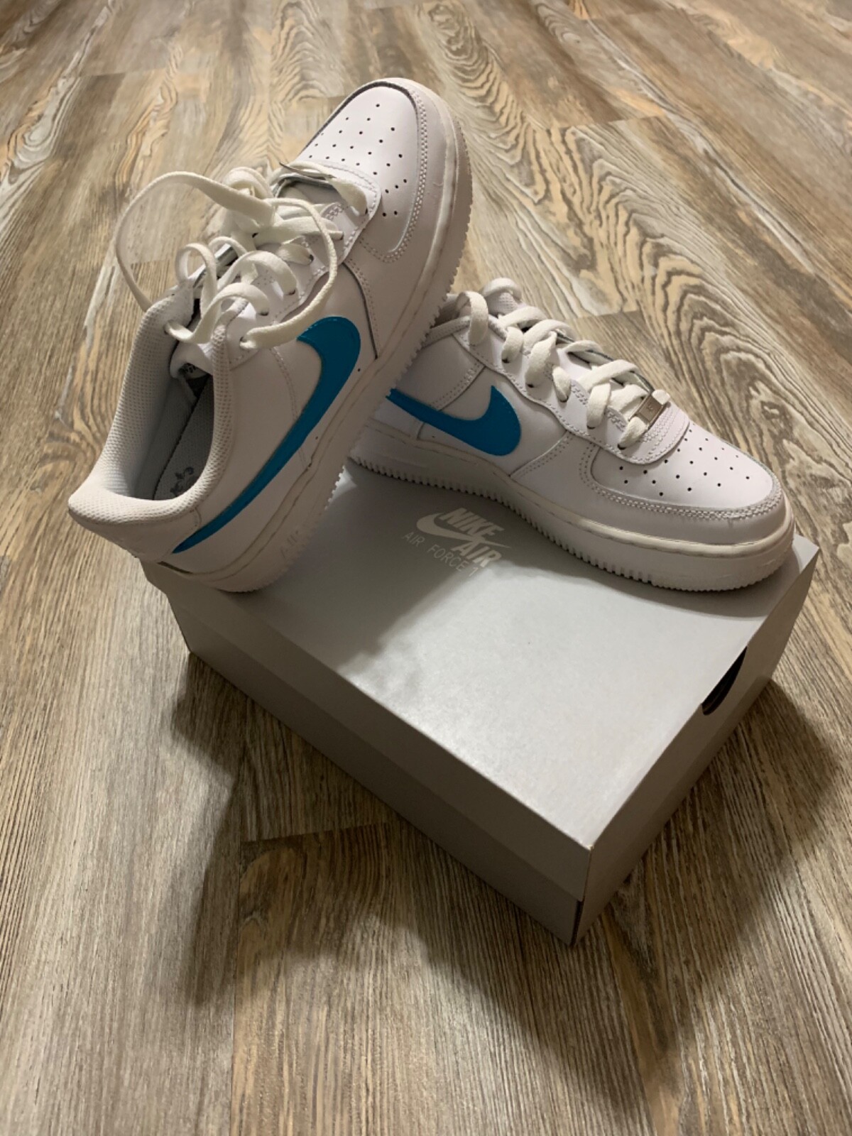 Nike Air Force 1 Low White (Gamma Blue Custom Swoosh)