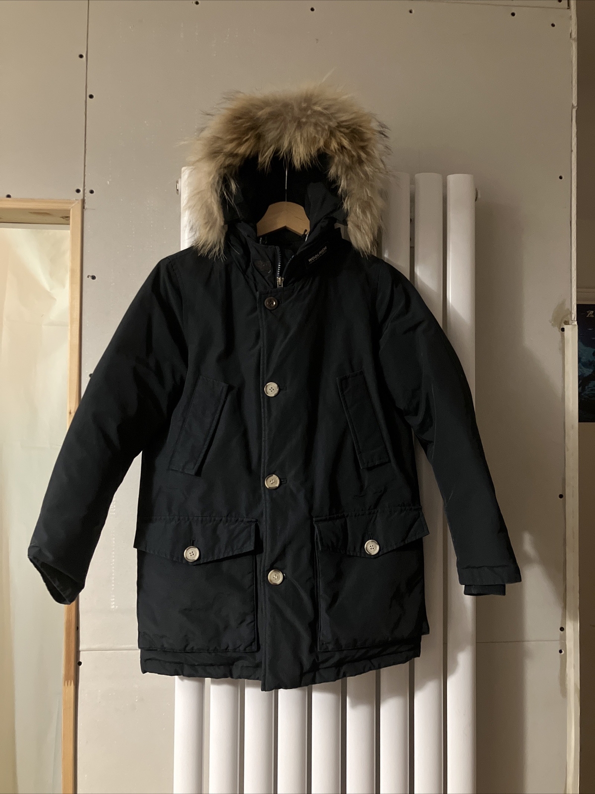 Woolrich Ladies Arctic Parka With Removable Fur Trim Black Size 10 8