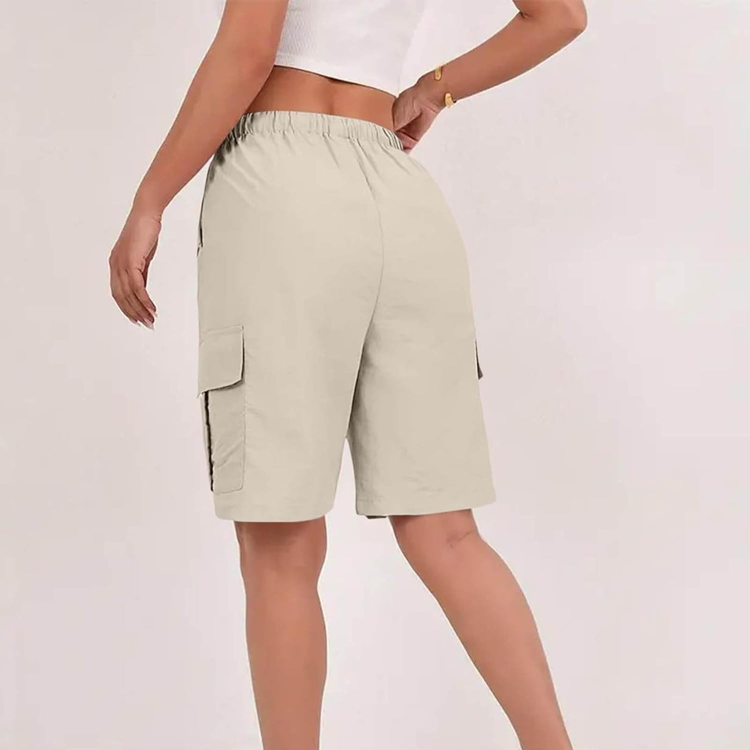 Women’s Knee Length Bermuda Shorts Wide Leg Cargo Hiking Work Summer Pockets