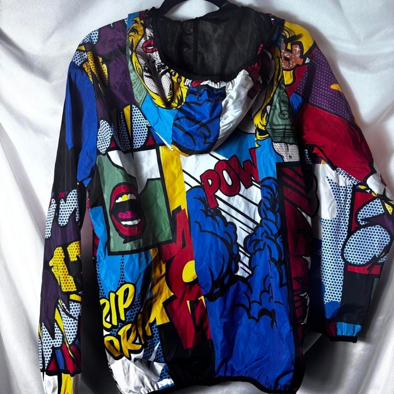Reason pop art windbreaker with comic book style graphics