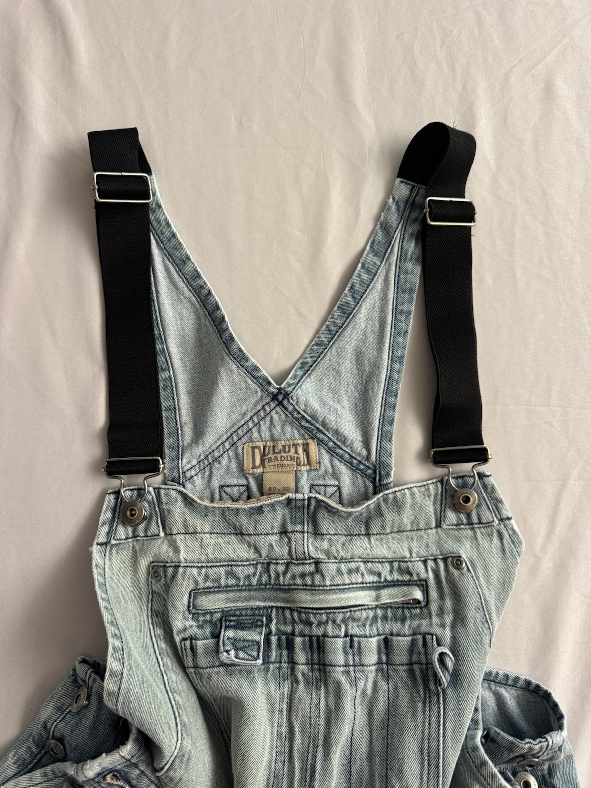 Duluth Trading Co Men’s Blue Denim Cotton Bib Overalls 42×32 Construction
