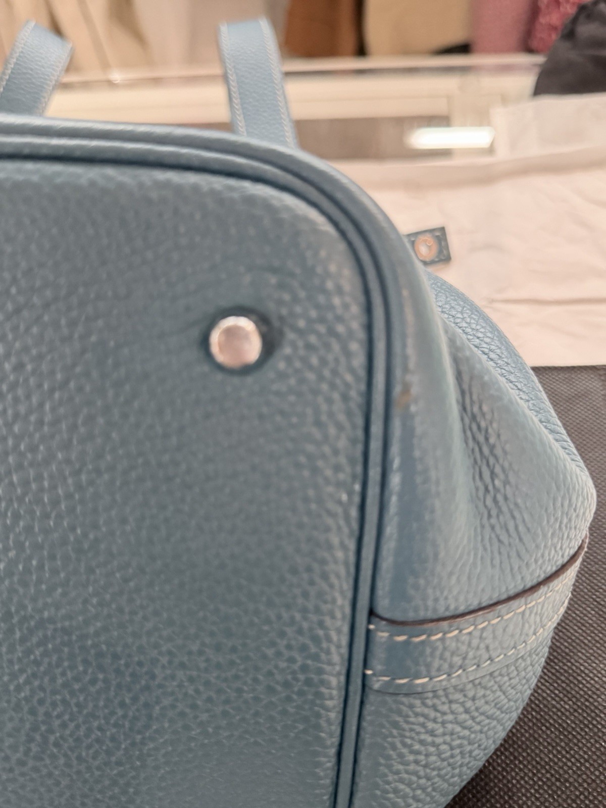Hermes Picotin 22 Blue Jean C Stamp (2016) Taurillon Clemence