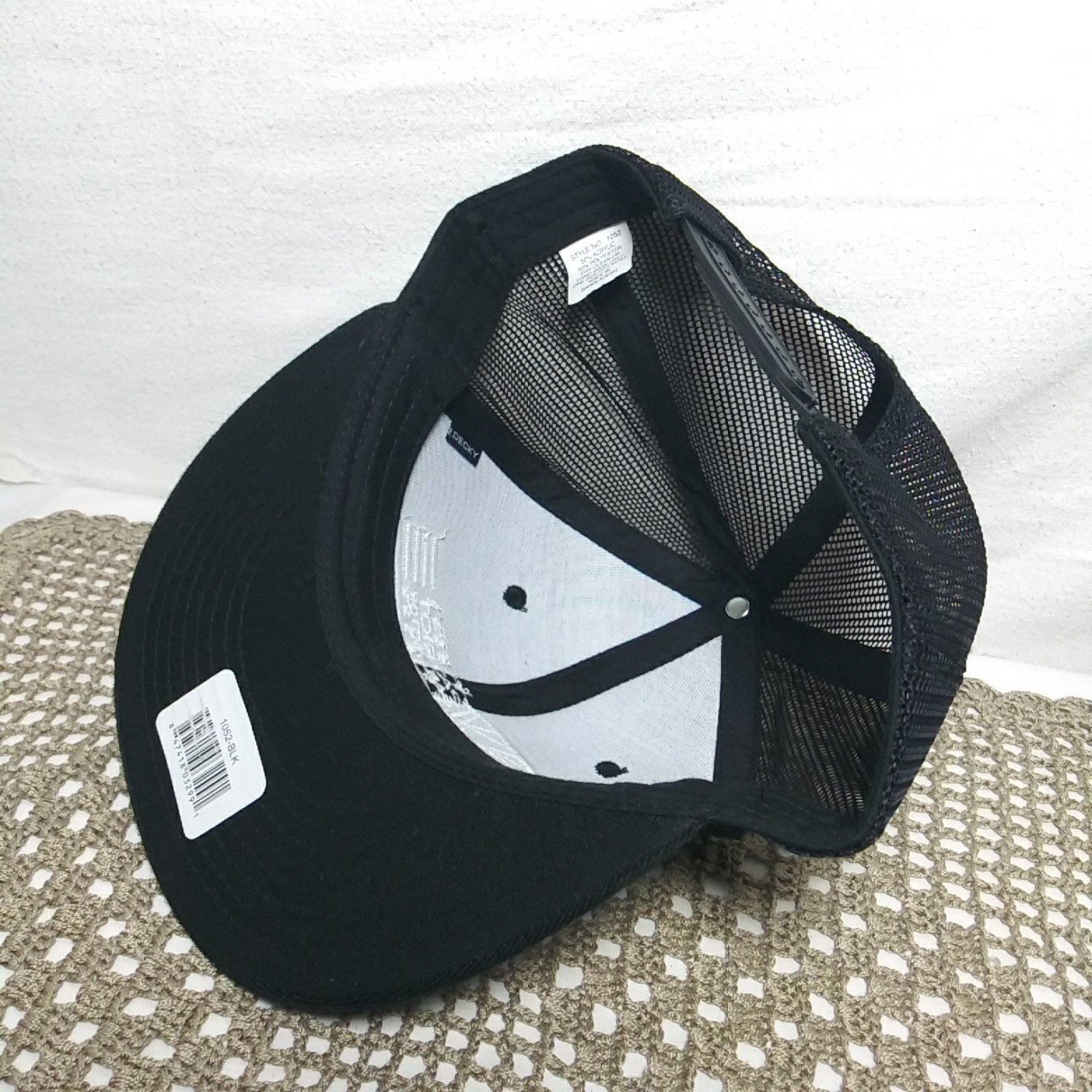 Decky Snapback Hat Patriot Paramotor Mesh Back Black Flat Bill