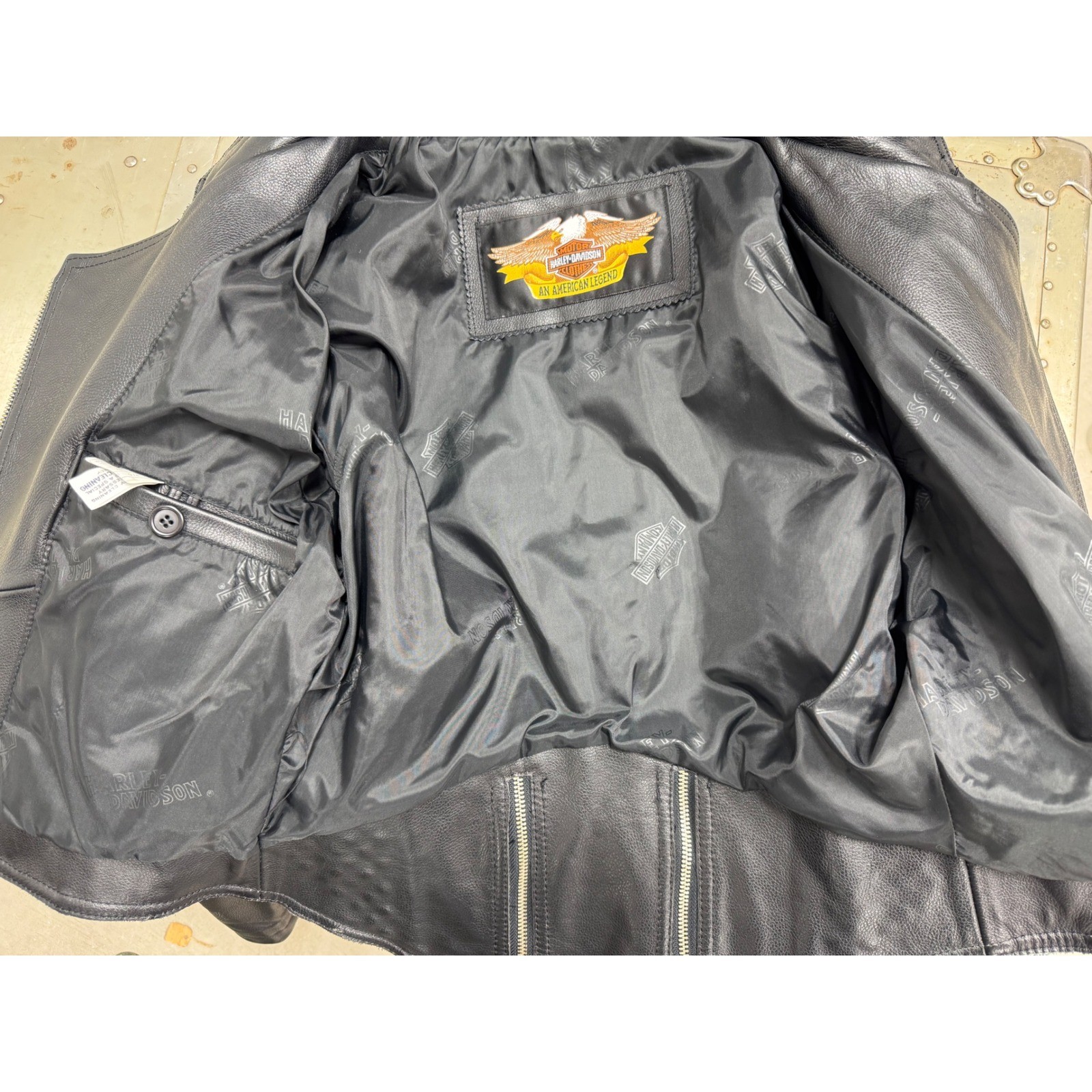 Harley-Davidson Womens Black Leather Studded Belted Moto Biker Jacket Cropped