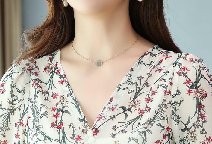 Women’s Floral Print V-Neck 3/4 Sleeve Beach Chiffon Long Maxi Dress Slim New