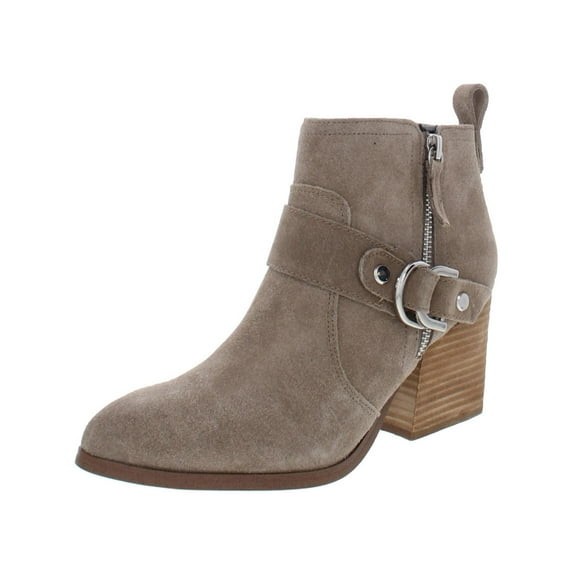 MARC FISHER Womens Beige Water-Resistant Victa Almond Leather Booties Size 6.5 M