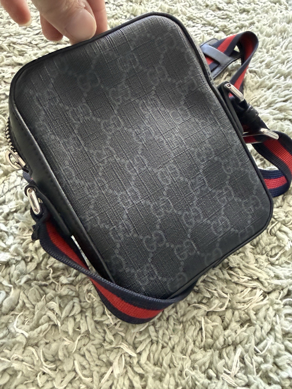 Gucci GG Supreme Crossbody Bag Black PVC Unused Condition