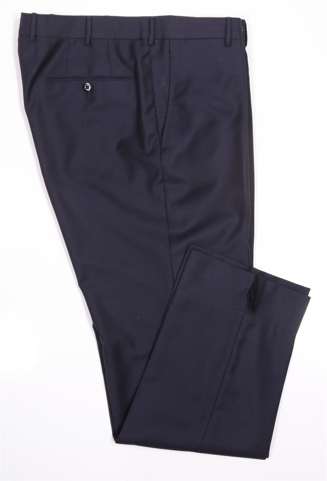 Ermenegildo Zegna Trofeo Navy Blue Twill Flat Front Wool Dress Pants 34