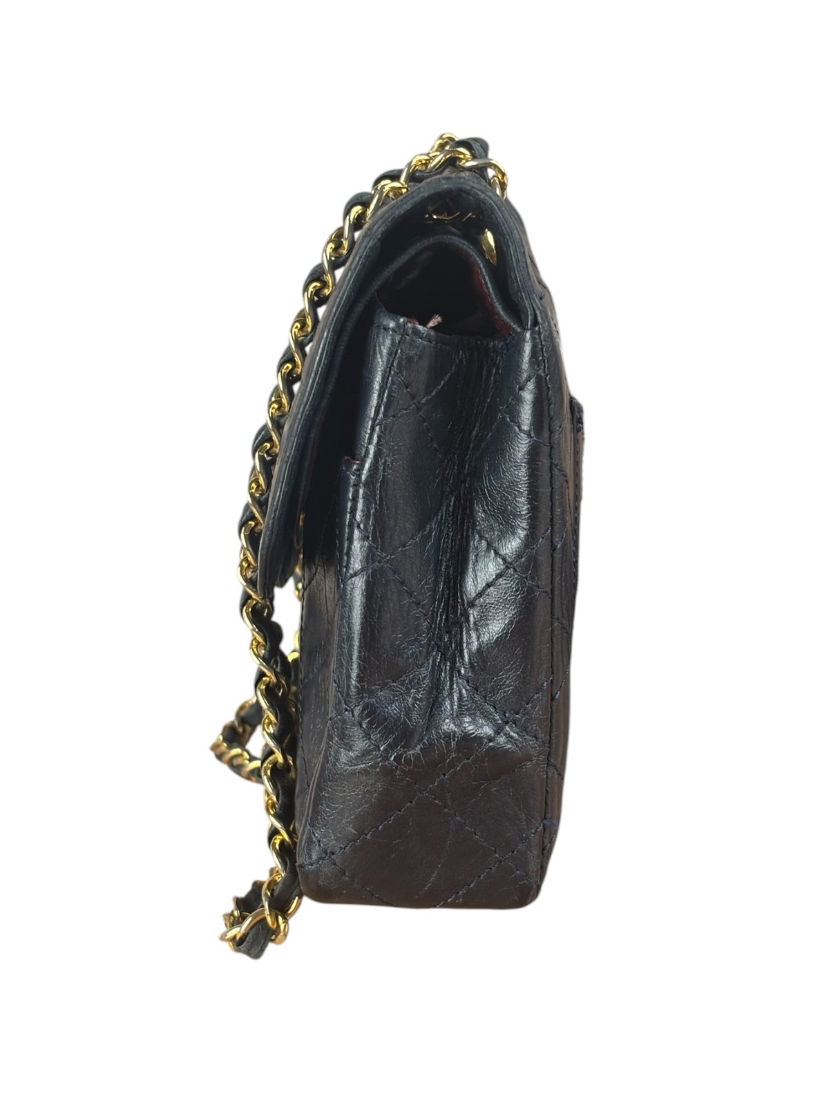 Size S – Chanel Dark Navy Quilted Leather Two-Toned CC Double Flap Bag ’86-’88 –